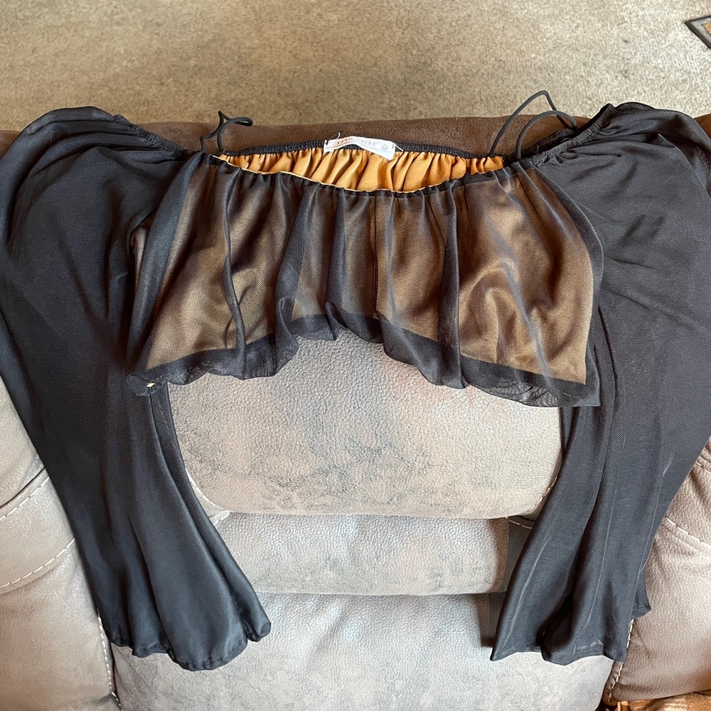 12th tribe black mesh crop top (size S)